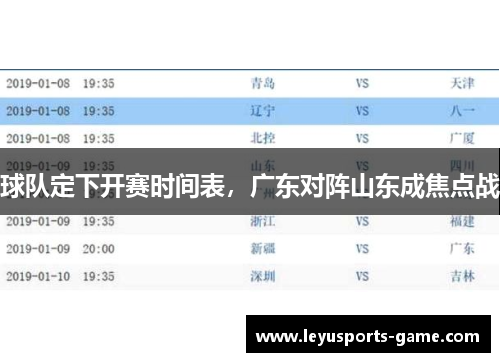 球队定下开赛时间表，广东对阵山东成焦点战